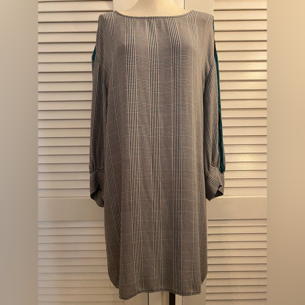 NWT- Philosophy Black & White Houndstooth Long Sleeve Mod Dress- Size XL